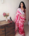 Textured Linen Shibori Pink Hand Dyed Saree