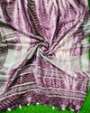 Linen Shibori Hand Dyed Saree Dark Purple Color with Blouse-Indiehaat