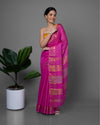 Handcrafted Pastoral Kota Silk Pink Jacquard Saree