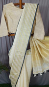 Pure Khadi Linen Saree White