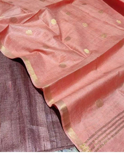 Silkmark Tussar Wine Top Katan Silk Orange Dupatta