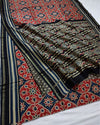 Heritage Threads Patola Chanderi Silk Saree Black & Blue