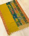 Indiehaat | Mangalagiri Silk Handpainted Green Dupatta