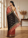 Quaint Pure Maheshwari Silk Handloom Saree Brown & Black