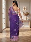 Bold Bandhej Kota Doria Embroidery Purple Saree Handdyed