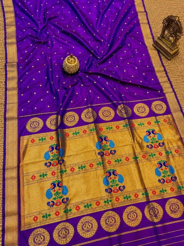 Rajdhara Handloom Paithani Silk Saree Purple