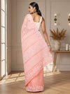 Blush Chikankari Kota Doria Saree Rose Pink Handcrafted