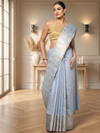 Radiating Banarasi Silk Linen Gray Handloom Saree