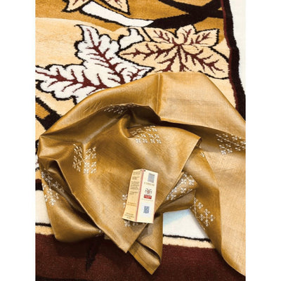 Silkmark Pure Tussar Bright Embroidered Saree Brown