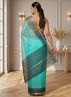 Sea Green Pure Silk Kota Doria Handdyed Saree