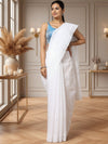 Frosty Chikankari Kota Doria Saree White Handcrafted
