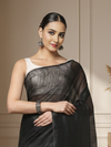 Classy Silk Linen Handdyed Black Contrast Pallu Saree