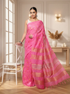 Poised Eri Tussar Silk Embroidered Pink Saree