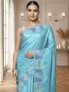 Silkmark Certified Lively Pure Tussar Cutwork Blue Saree