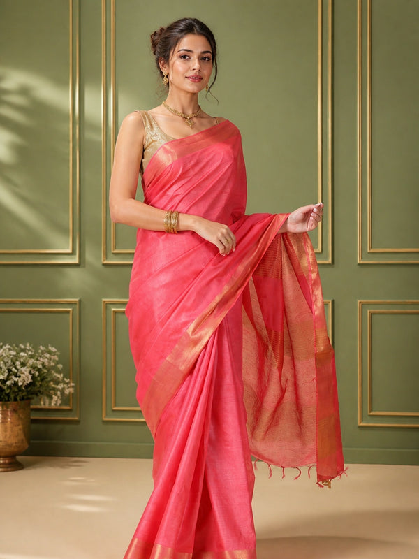 Precious Handloom Jayashree Silk Saree Rose Red