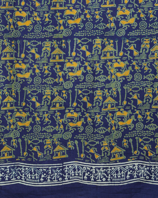 Katan Silk Oceanic Blockprint Blue Suit