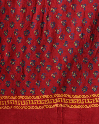 Katan Silk Timeless Blockprint Red Suit