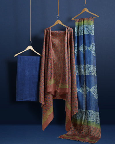 Katan Silk Blushing Blockprint Pink Suit