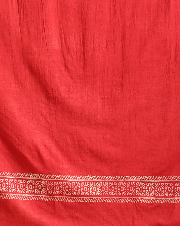 Katan Silk Printed Suit Piece Berry Red