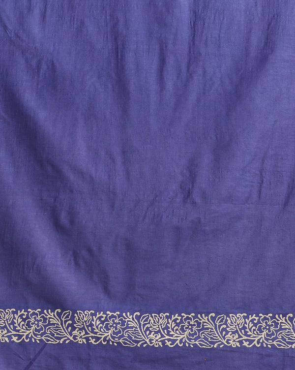 Katan Silk Alluring Blockprint Blue Suit