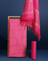 Katan Silk Fanciful Blockprint Pink Suit