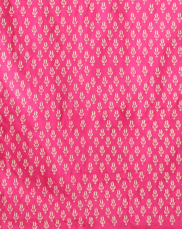 Katan Silk Fanciful Blockprint Pink Suit