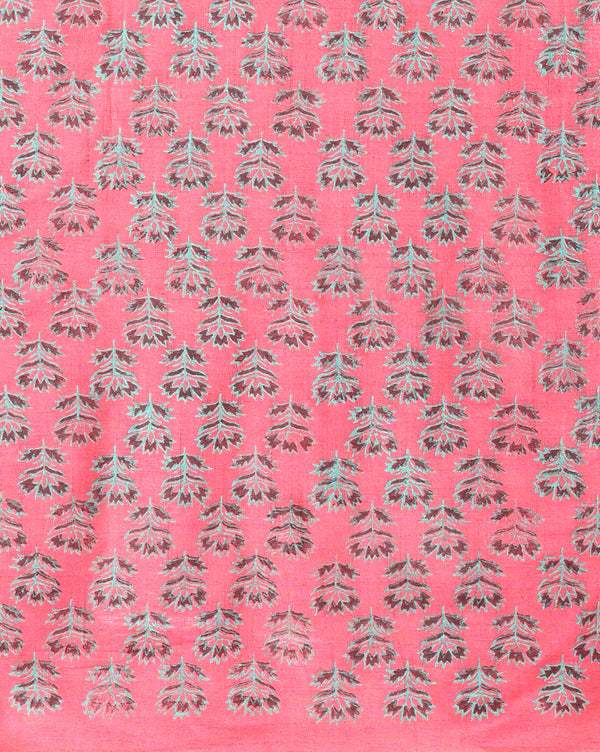 Katan Silk Rosy Blockprint Pink Suit