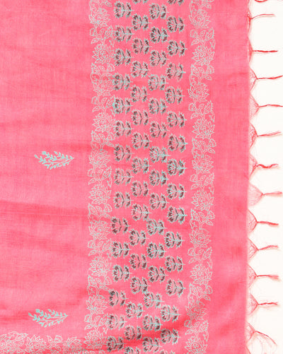Katan Silk Rosy Blockprint Pink Suit