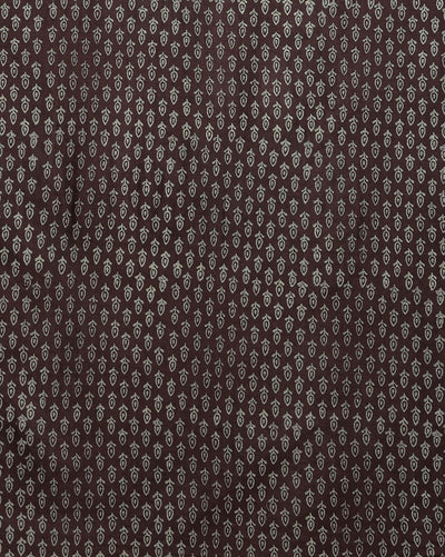 Katan Silk Lustrous Blockprint Brown Suit