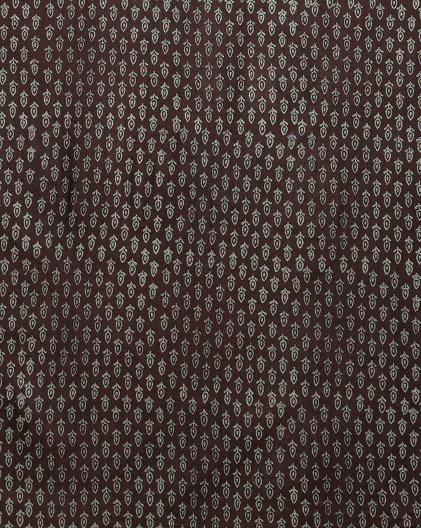Katan Silk Lustrous Blockprint Brown Suit