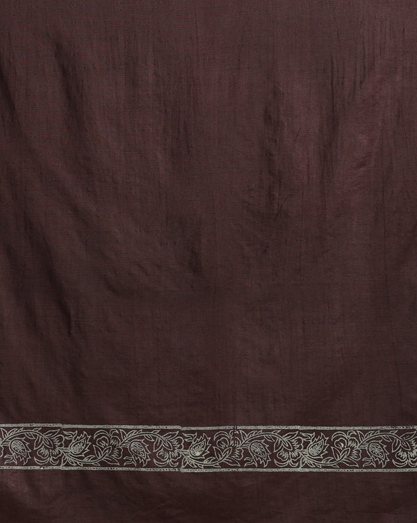 Katan Silk Lustrous Blockprint Brown Suit