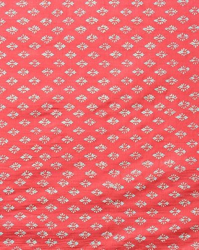 Katan Silk Surreal Blockprint Red Suit