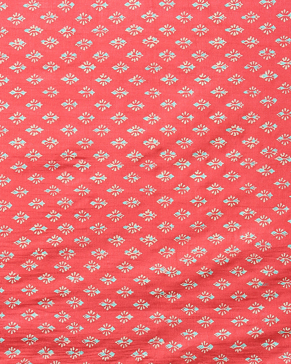 Katan Silk Surreal Blockprint Red Suit