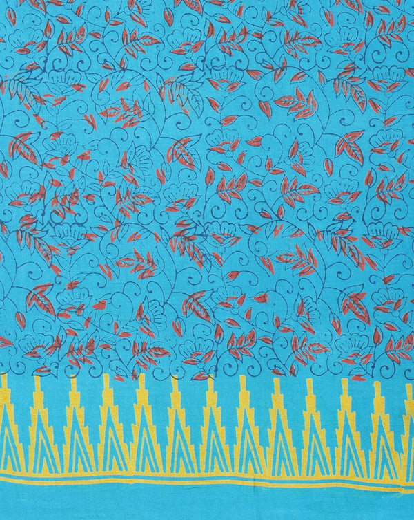 Katan Silk Vibrant Blockprint Sky Blue Suit