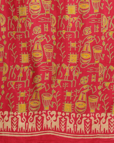 Katan Silk Lively Blockprint Pink & Blue Suit