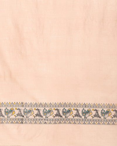 Katan Multi Colour Silk Printed Suit Piece with Bottom and Dupatta Handcrafted-Indiehaat