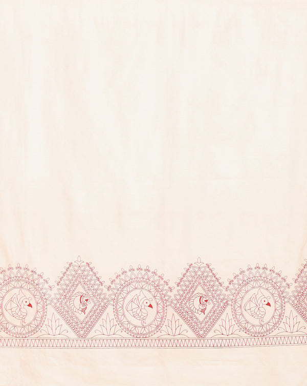 Artistic Katan Silk Madhubani Red Suit