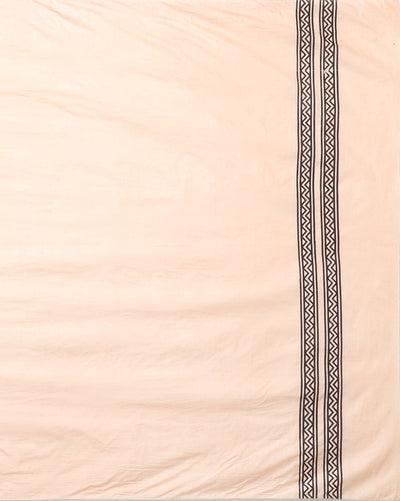 Katan Silk Printed Suit Piece Beige Color with Bottom and Letter Designed Dupatta Handcrafted-Indiehaat