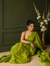 Katan Sap Green Silk Saree Handcrafted