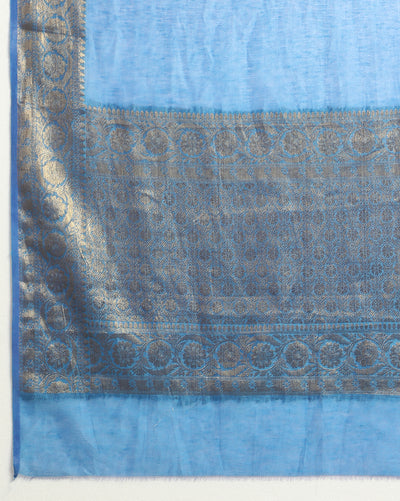 Unique Banarasi Silk Linen Blue Handloom Saree