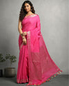 Fascinating Banarasi Silk Linen Pink Handloom Saree