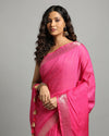 Fascinating Banarasi Silk Linen Pink Handloom Saree