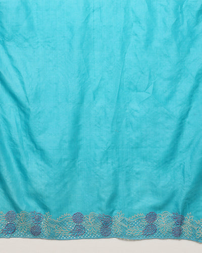 Silkmark Certified Lively Pure Tussar Cutwork Blue Saree