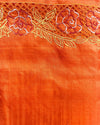 Silkmark Certified Kinetic Pure Tussar Cutwork Saree Orange