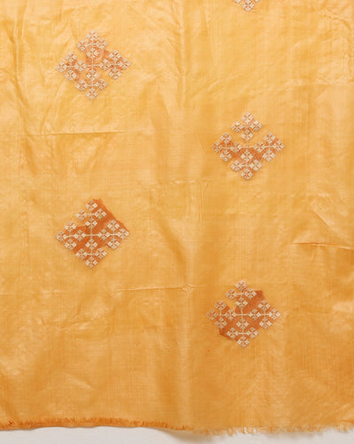 Silkmark Pure Tussar Bright Embroidered Saree Brown