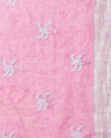Pure Linen Embroidered Handloom Pink Saree  Saree with Running Blouse Handcrafted-Indiehaat