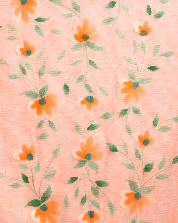 Handpainted Kota Doria Pink Suit (Top & Dupatta)