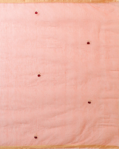 Embroidered Pastoral Kota Doria Orange Suit (Top+Dupatta)