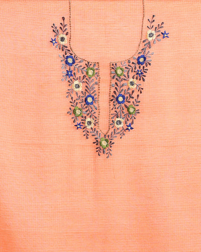 Embroidered Dynamic Kota Doria Orange Suit (Top+Dupatta)