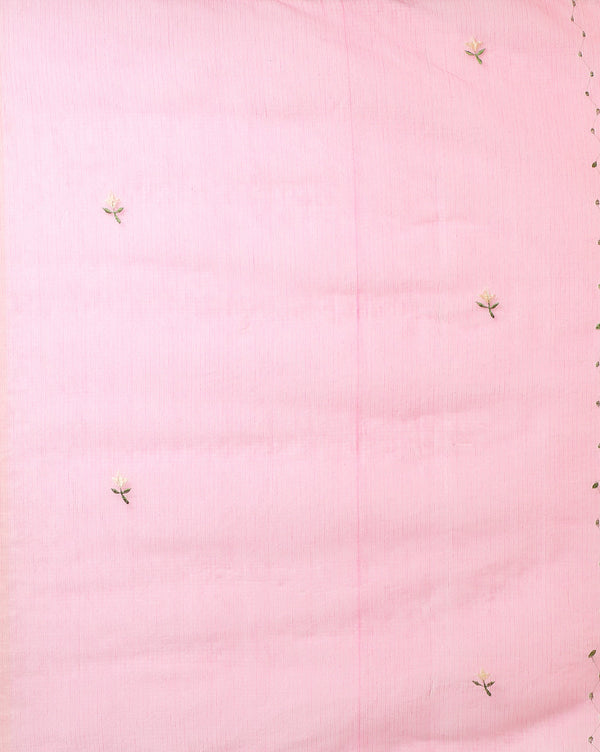 Embroidered Fanciful Kota Doria Pink Suit (Top+Dupatta)